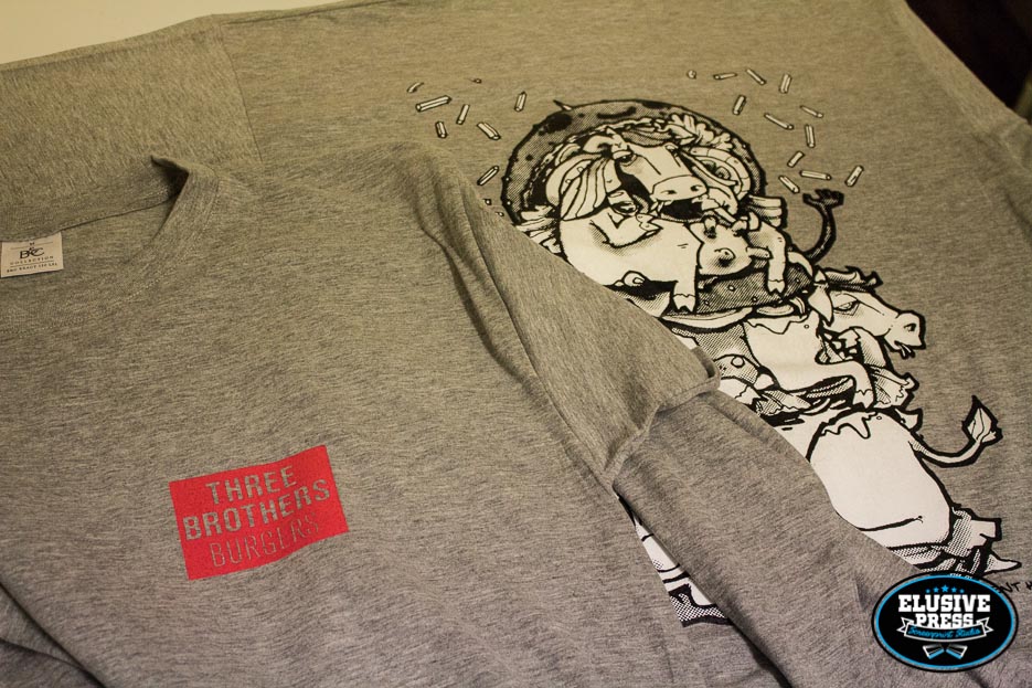 Screen Printing Long Sleeve T-shirts For ‘Three Brothers Burgers’
