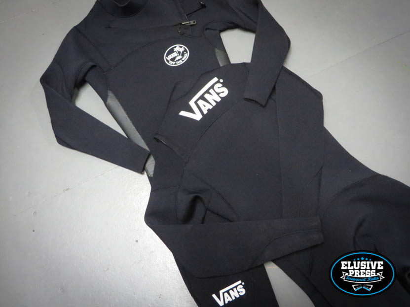 Wetsuit Screen printing – Custom ‘Vans’ logos for Seb Smart